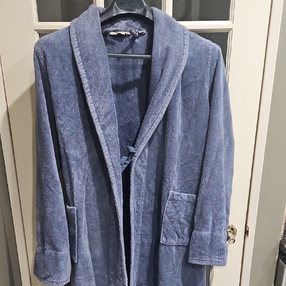 L.L. Bean Unisex Blue terry Cloth Bath Robe Medium Regular